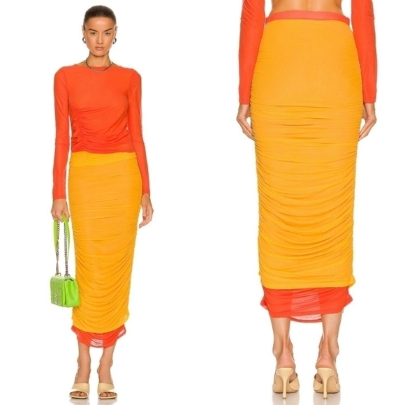 New Simon Miller MESH Stretch Pluto Sunset Orange Maxi Skirt/Swim Cover-Up XS - Picture 3 of 17
